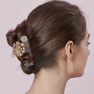 Pince à cheveux panda mignonne en acrylique violet translucide pour coiffures femmes