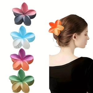 Fermaglio per Capelli a Forma di Fiore di Plumeria Sfumato Opaco in Resina Floreale Clip a Squalo Accessori per Capelli Donna