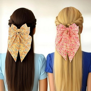 Barrettes à cheveux à fleurs jaunes et roses style bohème chic pour look estival