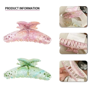 Bohemian starfish claw clip with rhinestones and elegant resin finish for beach styles
