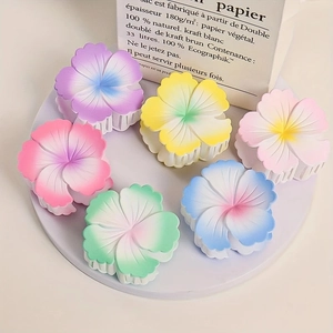 Lot de 6 pinces à cheveux fleurs mates avec dégradés de violet jaune rose et bleu