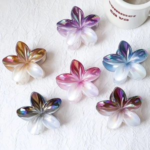 Lot de 6 pinces à cheveux fleurs miroitantes avec dégradé aurora coloré pour femmes