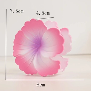 Détails des dimensions de la pince à cheveux fleur mate avec dégradé de rose