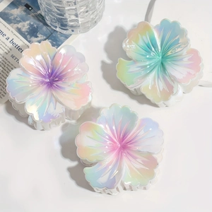 Dreiteiliges Set Hawaii-Blumen-Haarklammern mit schillerndem Pastell-Farbverlauf