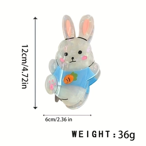 Cute bunny hair claw clip with carrot design in pearl white finish for women