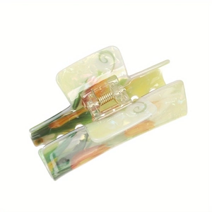 Floral print tulip hair claw clip made of premium acetate with golden metal spring