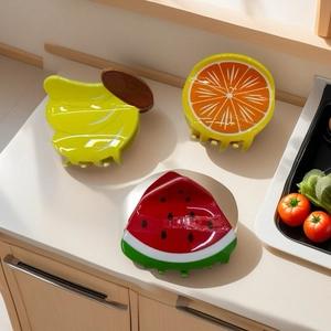 Lot de pinces à cheveux fruits mignons incluant banane, pastèque et orange en PVC pour femme