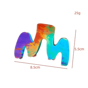 Pince à cheveux en forme de M aux motifs marbrés arc-en-ciel pour coiffures de femmes