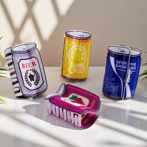 Creative PVC soda beer can hair claw clips in colorful fruit juice bottle designs