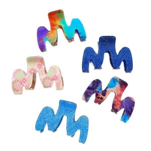 Lot de 5 pinces à cheveux en M avec motifs tie-dye et design bohème floral