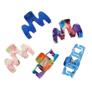 Lot de 5 pinces à cheveux bohèmes tie-dye aux styles ondulés et carrés pour femmes