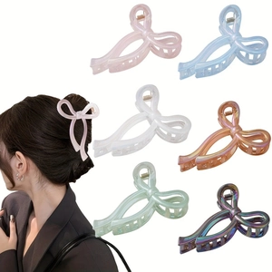 Pince à Cheveux Nœud Papillon Irisé Grand Format Finition Laser Accessoires Cheveux Doux pour Femmes Outils de Coiffage Cadeau