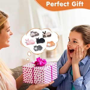 Lot de six pinces à cheveux chat en acétate présentées dans une boîte cadeau décorative