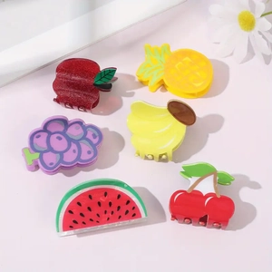 Lot de pinces à cheveux colorées en PVC aux formes mignonnes de pastèque et banane