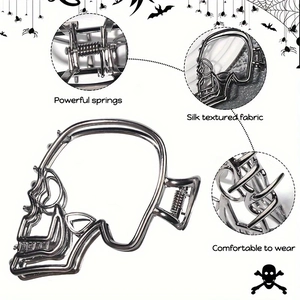 Gothic hollow skull metal hair claw clip with powerful spring for Halloween punk style