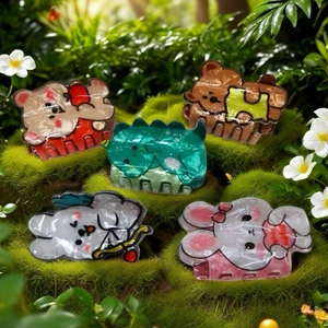 Pinza per Capelli Animale dei Cartoni Animati Simpatico Orso Coniglio Dinosauro PVC Accessorio per Capelli Donna Ragazza