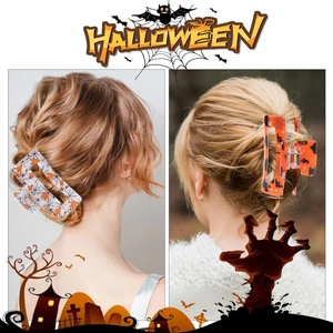 Mollette per capelli Halloween glitter zucca pipistrello accessori per capelli lunghi