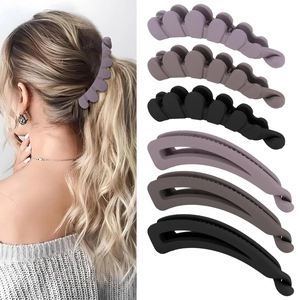 Élégante Pince Banane Mate Antidérapante Support Vertical pour Queue de Cheval Mode Résine PC Accessoire de Coiffure Femme