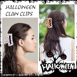 Mollette per capelli Halloween con stampe di zucche e ragnatele per acconciature donna