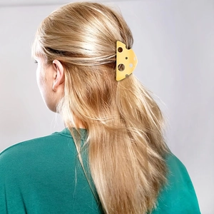 Pince à cheveux mignonne en forme de fromage jaune pour femme sur queue de cheval
