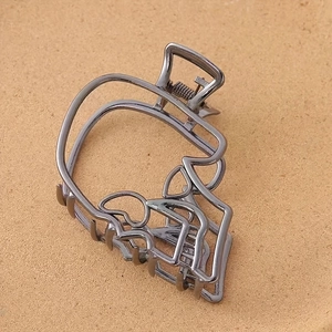 Gothic hollow skull metal hair claw clip in gun black finish for punk style styling
