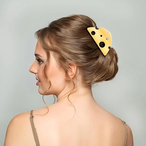 Pince à cheveux créative en forme de fromage suisse triangulaire pour queue de cheval