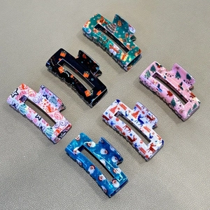 Lot de six pinces à cheveux festives de Noël avec motifs de Père Noël et de rennes