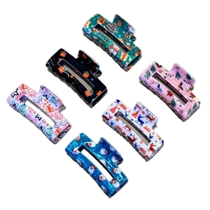Lot de 6 pinces à cheveux de Noël avec motifs festifs de rennes et de Père Noël