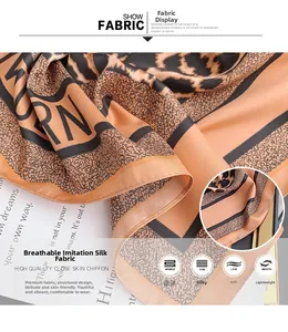 Detail of leopard print silk scarf with striped pattern on a fashion magazine background