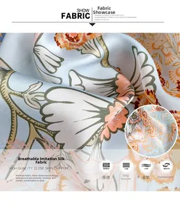 Detail of floral chiffon scarf showing breathable, soft, and silky fabric texture