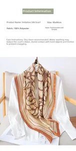 Detailed view of brown and cream leopard print satin scarf on a classic white shirt