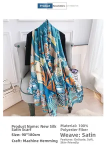 Detailed view of the 90x180cm printed silk scarf with floral patterns on a chair