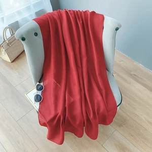 Vibrant red cotton linen scarf for women, elegant long solid shawl with a silky smooth texture