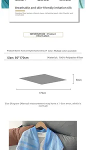Spécifications détaillées et dimensions du châle de protection solaire à rayures bleues