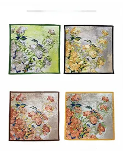 Artistic oil painting style silk scarves in four elegant color options for women