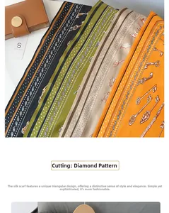 Detail view of diamond-cut scarves featuring chain and polka dot patterns in multiple colors