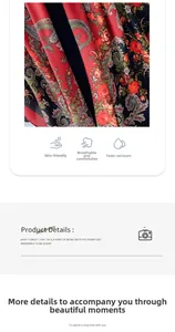 Close-up of ethnic floral paisley scarf showing breathable fabric texture and details