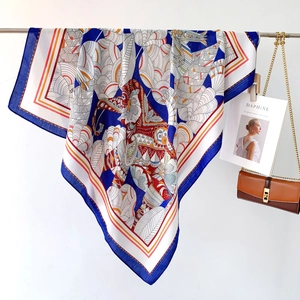 Royal blue silk shawl featuring ethnic elephant and tropical plant prints for travel