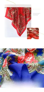 Close-up of vintage paisley pattern on soft velvet-feel polyester square scarf