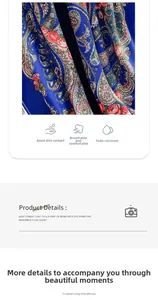 Close-up of navy blue paisley floral print fabric with soft velvet texture on a shawl