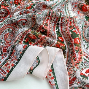 Fashionable paisley print square scarf with floral patterns and soft velvet-touch fabric