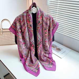 Magenta paisley floral printed oversized scarf and pashmina shawl for women