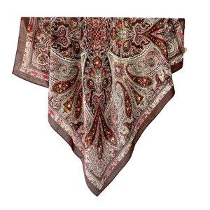 Retro paisley floral velvet feel shawl in vintage brown for autumn and winter fashion