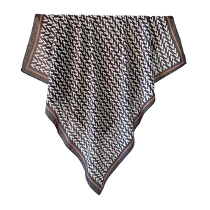 Elegant women's scarf with V-shape geometric patterns and stylish contrast borders