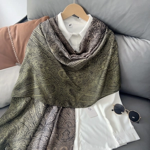 Sciarpa Scialle Donna Vintage Paisley Poliestere Effetto Cotone Lino Grande Mantella Per Protezione Solare Spiaggia Viaggio