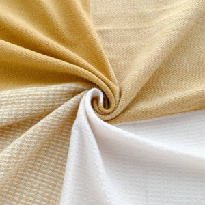 Herringbone pattern dual-tone cashmere-style scarf in vibrant yellow and white