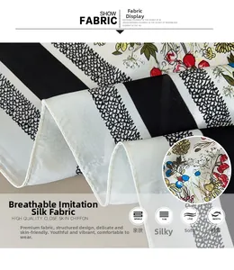 Gros plan d'un foulard en soie légère avec imprimé floral et texture douce soyeuse