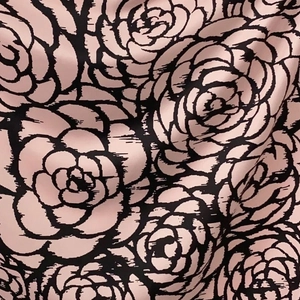 Elegant 90cm silk scarf with ink-wash camellia pattern and luxurious twill texture