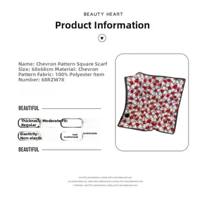 Detail chart of the 68x68cm polyester scarf with herringbone texture and floral pattern