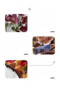 Detail of vibrant floral scarf showing fine overlock edge stitching and cotton-feel texture